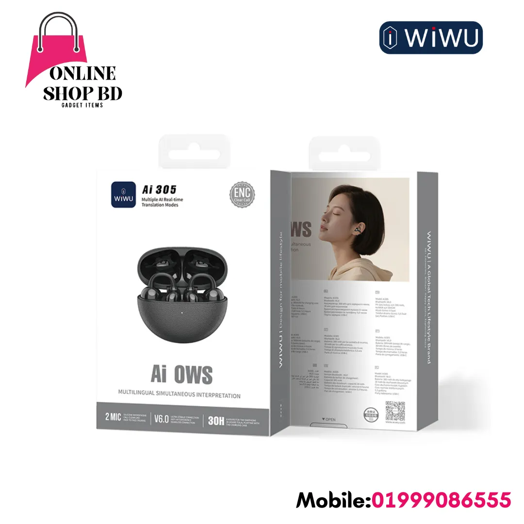 WIWU Ai305 AI Translation Wireless Earbuds | Real-Time Multilingual Earbuds