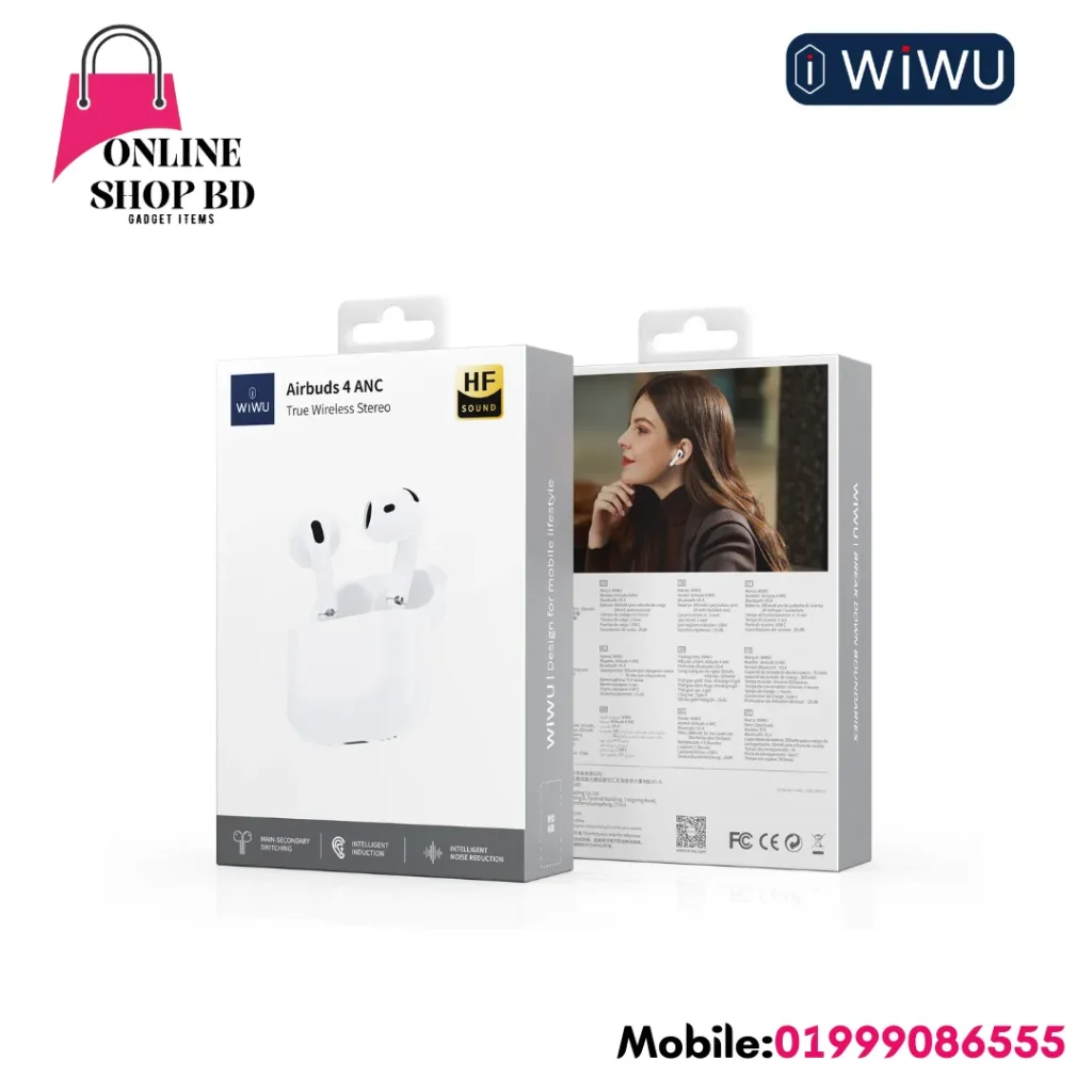 WiWU Airbuds 5 (4-Mic ENC) True Wireless Earbuds | Bluetooth 5.4