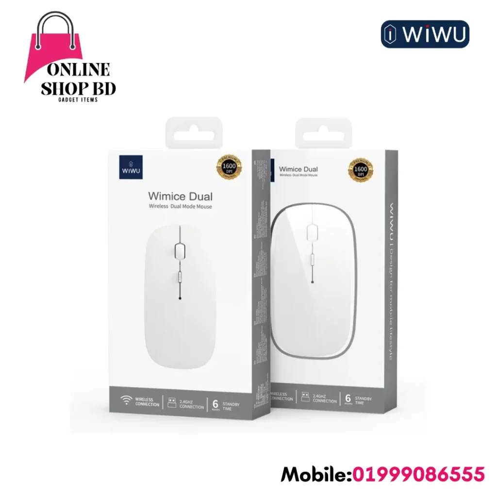WiWU Pearl 2.4G + Bluetooth Dual-Mode Wireless Office Mouse WM101 Pro